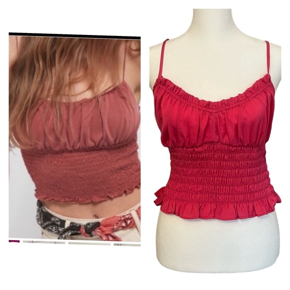 Open Edit Strap Scrunch Waist Top Hot Pink Sz Small - Picture 1 of 7